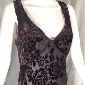 Silk Velvet Burnout Purple Beaded Bias Cut Dress